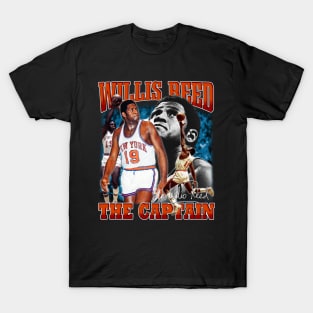Willis Reed The Captain Basketball Legend Signature Vintage Retro 80s 90s Bootleg Rap Style T-Shirt